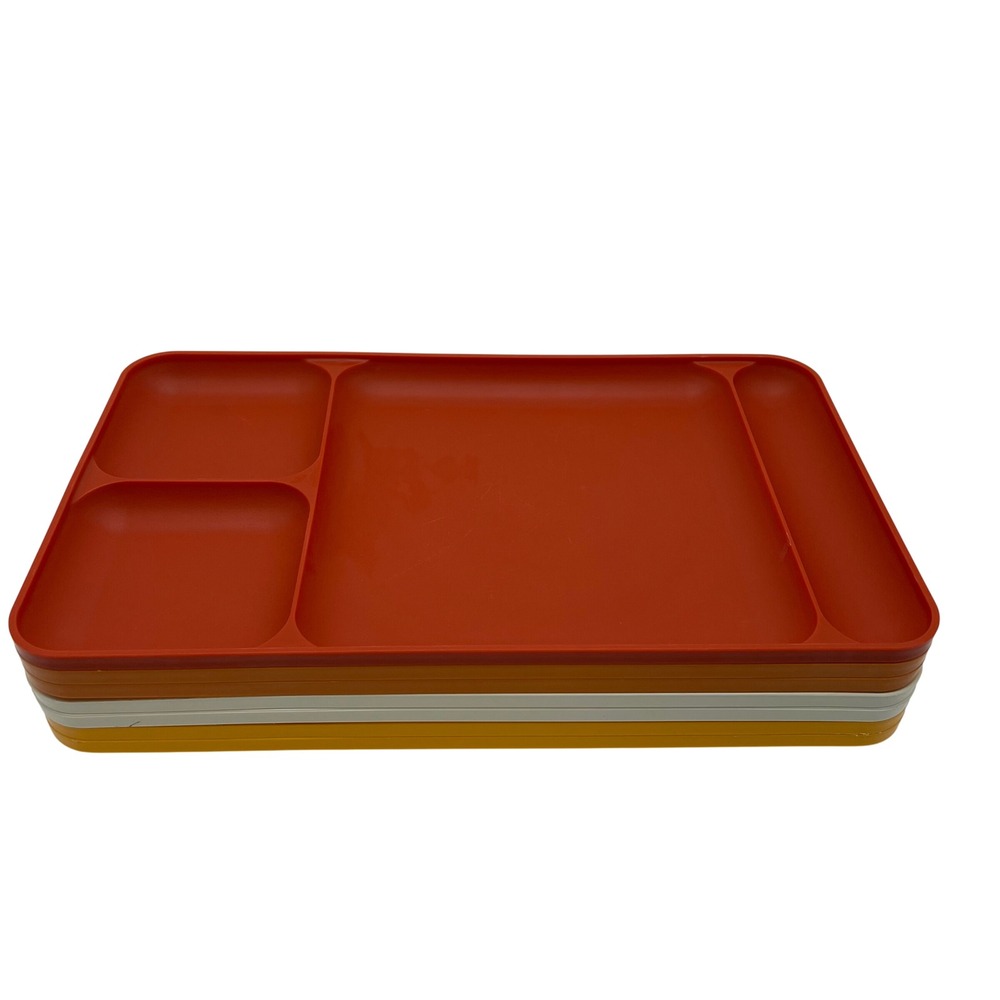 Tupperware Divided Lunch Trays Set of 7 Multi-Color 1535 Retro VTG Harvest 70s
